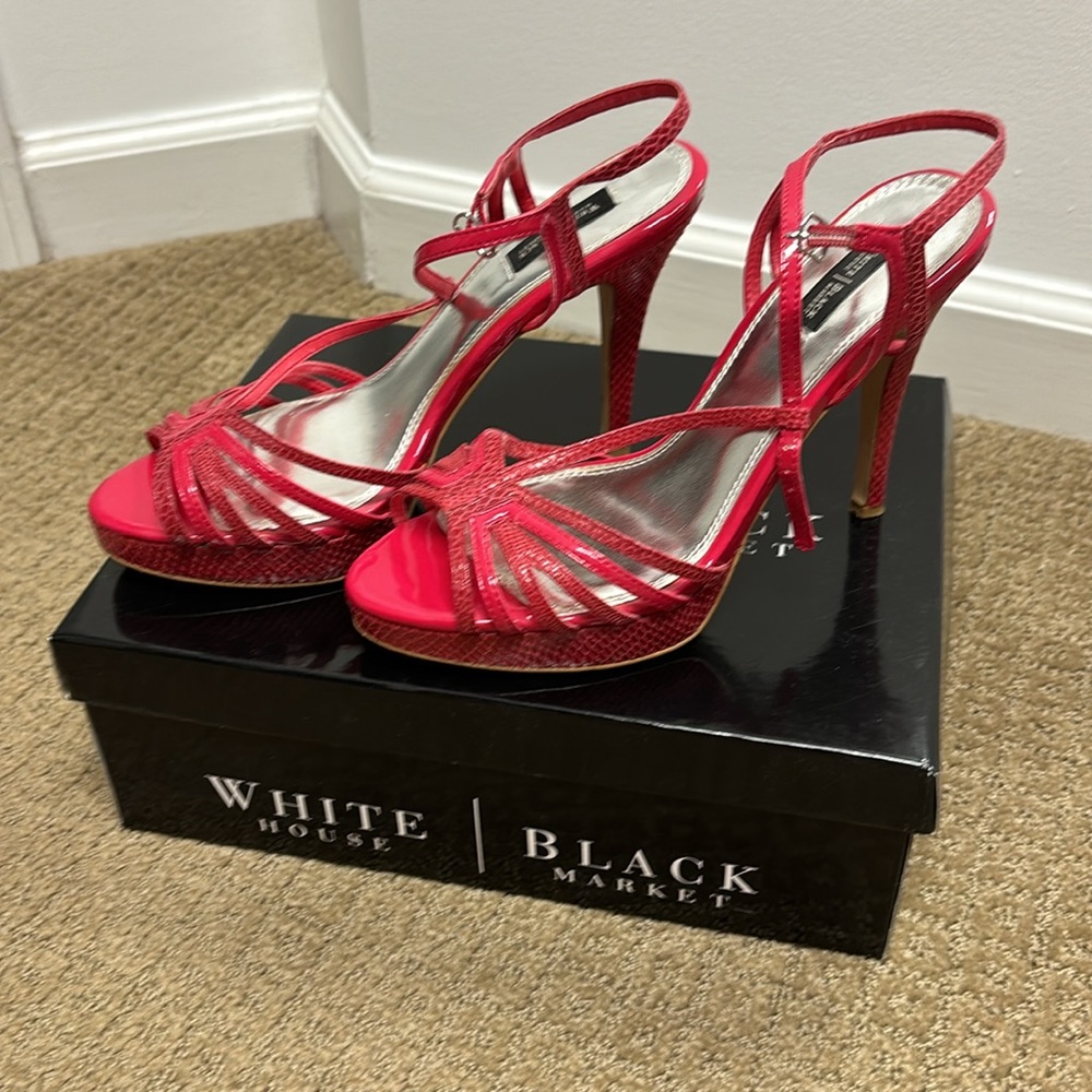 White House Black Market Hot Pink Strappy High Heels